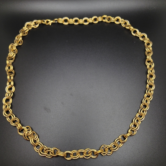 Gold Tone Women's Byzantine Chain Necklace - Elegant Link Design Heavy! - Picture 2 of 8